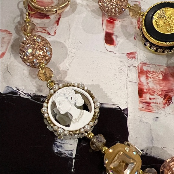 Gold and Black Beaded Keychain bag charm phone charm new - Picture 4 of 9